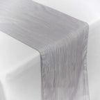 Taffeta 12"x108" Table Runner Silver - Accordion Crinkle Design