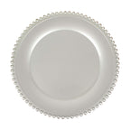 6-Pack Acrylic Round Charger Plates 13" in Silver with Beaded Rim, Decorative Dinner Party Charger Tableware