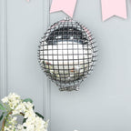 15" Mirrored Silver Disco Ball Mylar Reusable Foil Helium Air Balloon