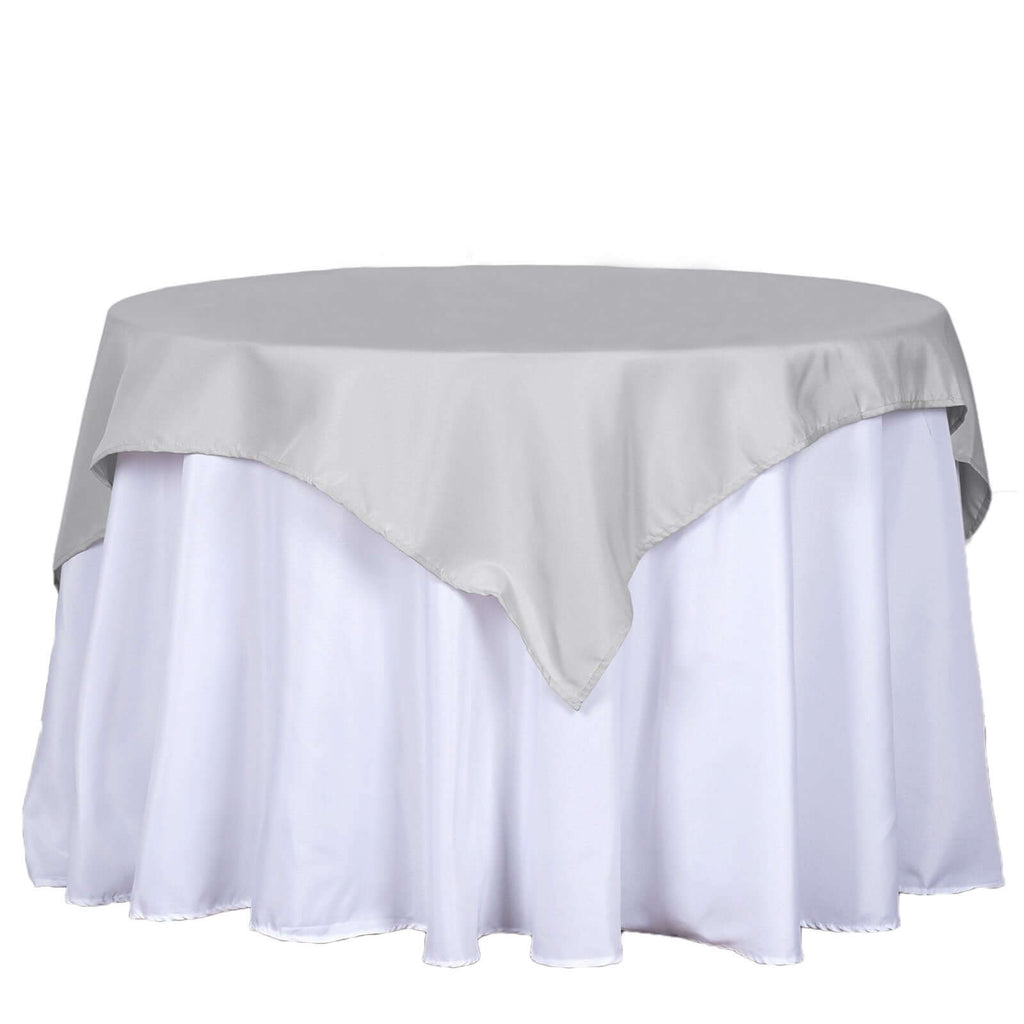 Polyester 54"x54" Table Overlay Square Tablecloth Silver - Wrinkle-Resistant & Durable Table Cover