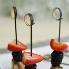 100-Pack Bamboo Cocktail Sticks Black Loop Ring Decorative Top Design - Eco Friendly Party Picks 5"