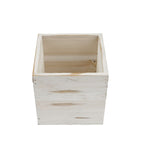 2 Pack 5" Whitewash Square Wood Planter Box Set With Removable Plastic Liners