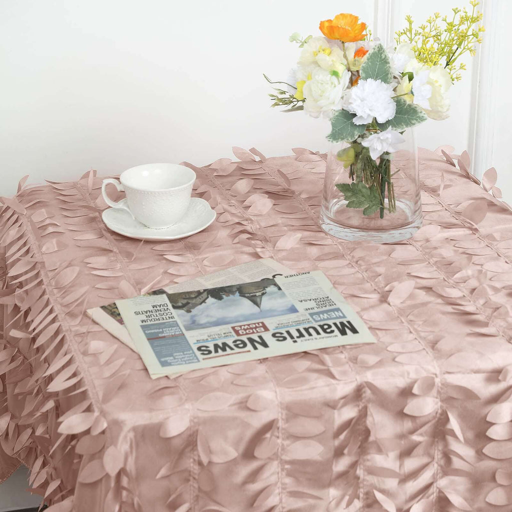 Taffeta 54"x54" Square Tablecloth Dusty Rose 3D Leaf Petal Table Cover