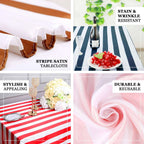Satin 90"x132" Rectangle Tablecloth Red/White - Stripe Design with Seamless Silky Smooth Finish Table Cover