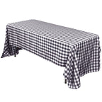 Polyester 60"x102" Rectangle Tablecloth White/Black - Checkered Buffalo Plaid Design for Everyday Use