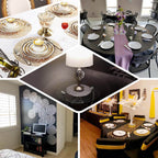 6-Pack Vinyl Placemats Gold Woven Design - Durable Non-Slip Round Table Mats for Dining 15"