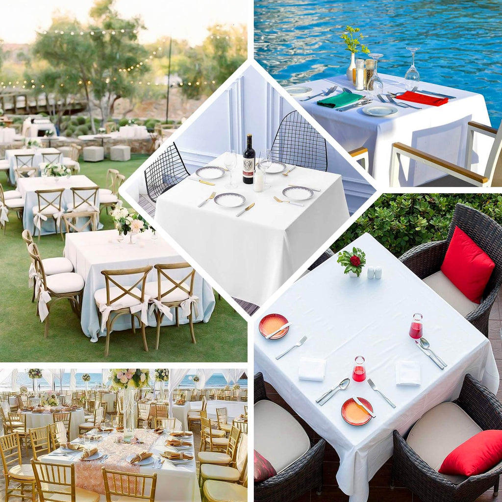 100% Cotton 90"x90" Table Overlay Square Tablecloth White Linen - Sophisticated, Soft & Breathable Fabric Table Cover