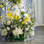 Acrylic Floor Vase Flower Stand with Square Mirror Base Clear - Decorative Wedding Column for Large Events 48"