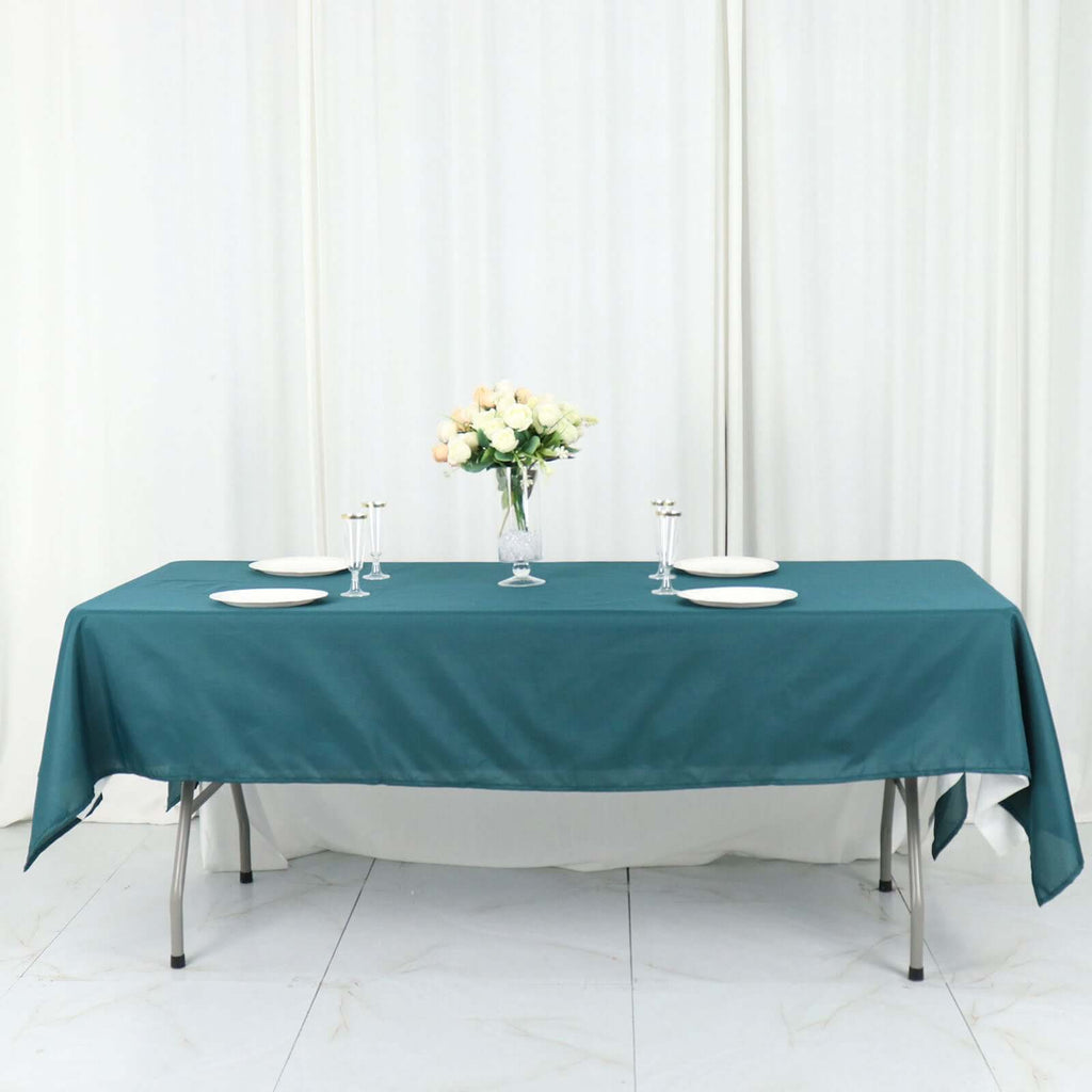 Polyester 60"x102" Rectangle Tablecloth Peacock Teal - Durable and Stylish Table Cover