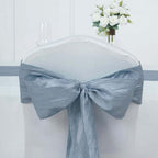 5 Pack Taffeta 6"x106" Chair Sashes Dusty Blue Accordion Crinkle Texture - Stylish Decor for Weddings & Gatherings