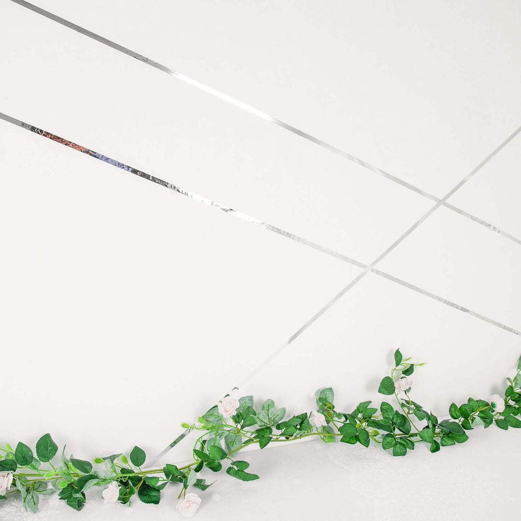 100 Yds 3/8" Silver Metallic Film Tape Adhesive, DIY Floral Wrap Craft Decor Tape - Polyester with Acrylic