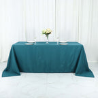 Polyester 90"x132" Rectangle Tablecloth Peacock Teal - Seamless Wrinkle-Resistant Table Cover