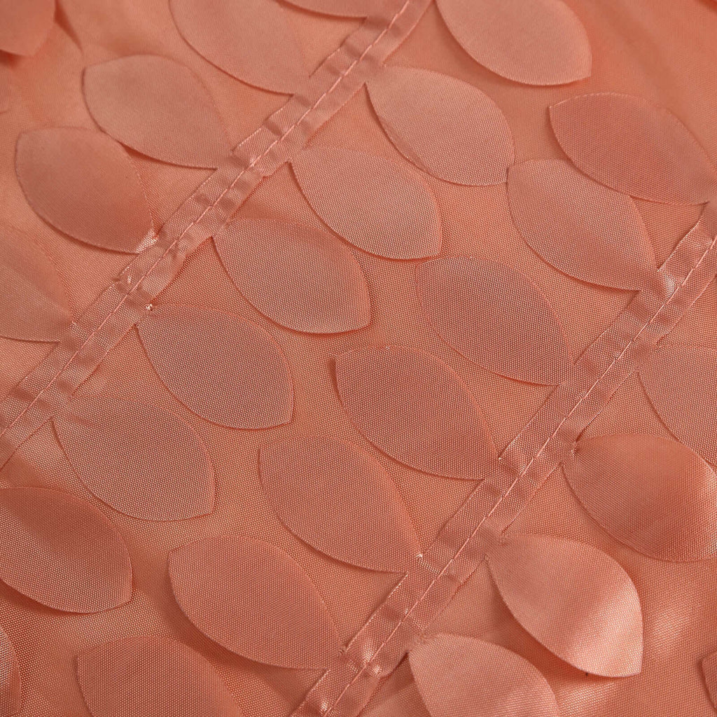 Taffeta 132" Round Tablecloth Terracotta (Rust) | 3D Leaf Petal Design Seamless Table Cover