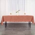 Satin Rectangular 60"x102" Tablecloth Terracotta (Rust) - Smooth and Lustrous Table Cover