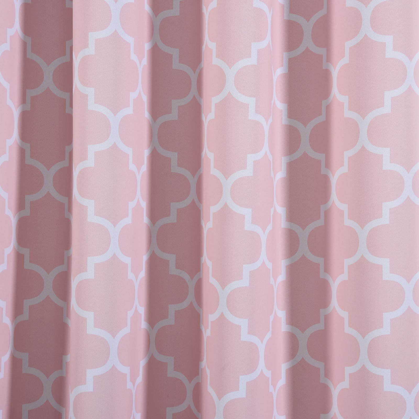 2 Pack White Blush Lattice Print Thermal Blackout Curtains With Chrome Grommet Window Treatment Panels - 52"x108"