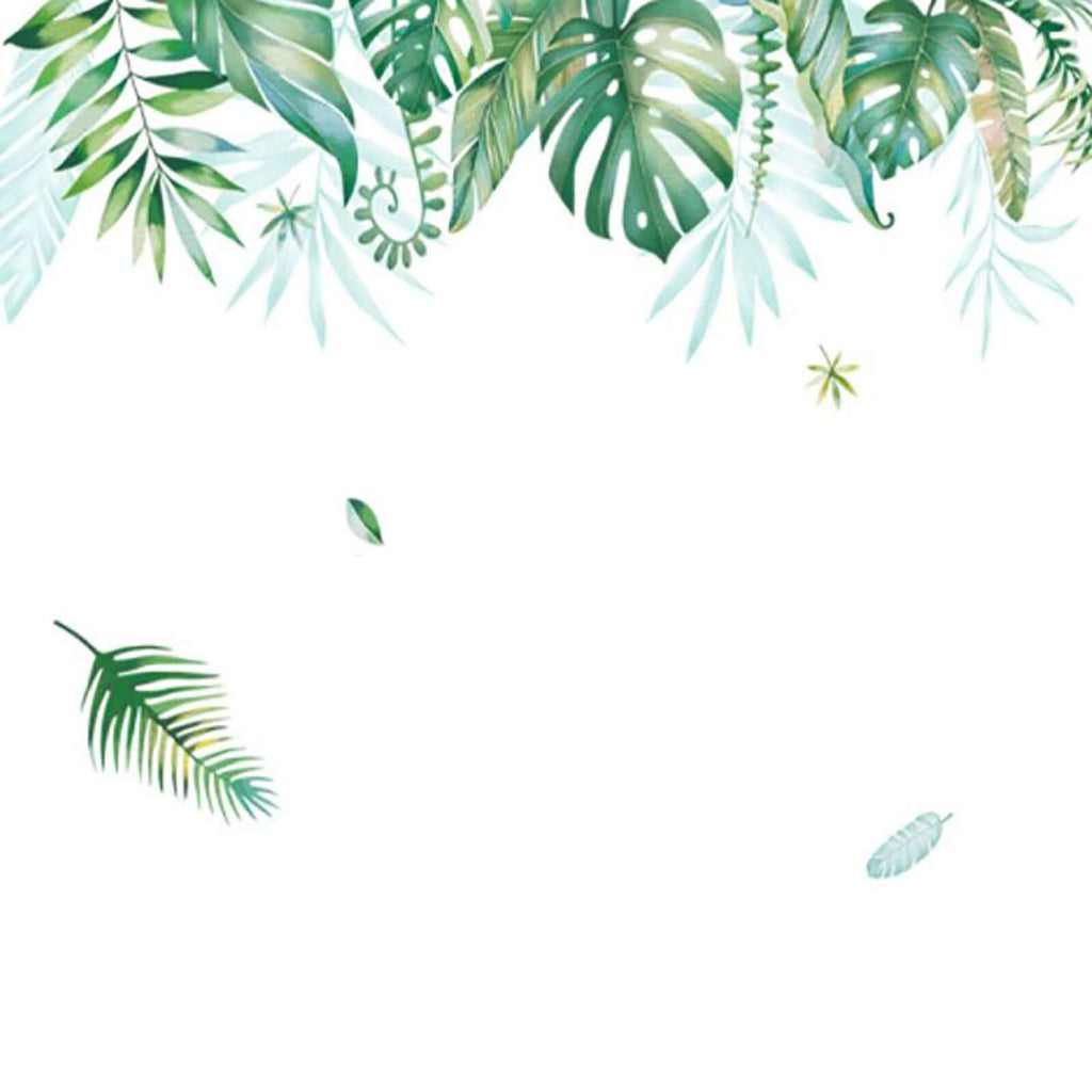 Green Tropical Assorted Hanging Leaves Wall Decals, Plant Peel Removable Stickers