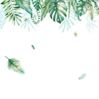 Green Tropical Assorted Hanging Leaves Wall Decals, Plant Peel Removable Stickers