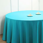 Polyester 132" Round Tablecloth Turquoise - Seamless Chic Table Cover