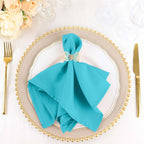 5 Pack Polyester 17"x17" Napkins Turquoise - Durable & Wrinkle Resistant Dinner Napkins