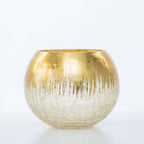 Glass Flower Vase Gold Foiled Crackle Bubble - Stylish Centerpiece for Events 4.5"