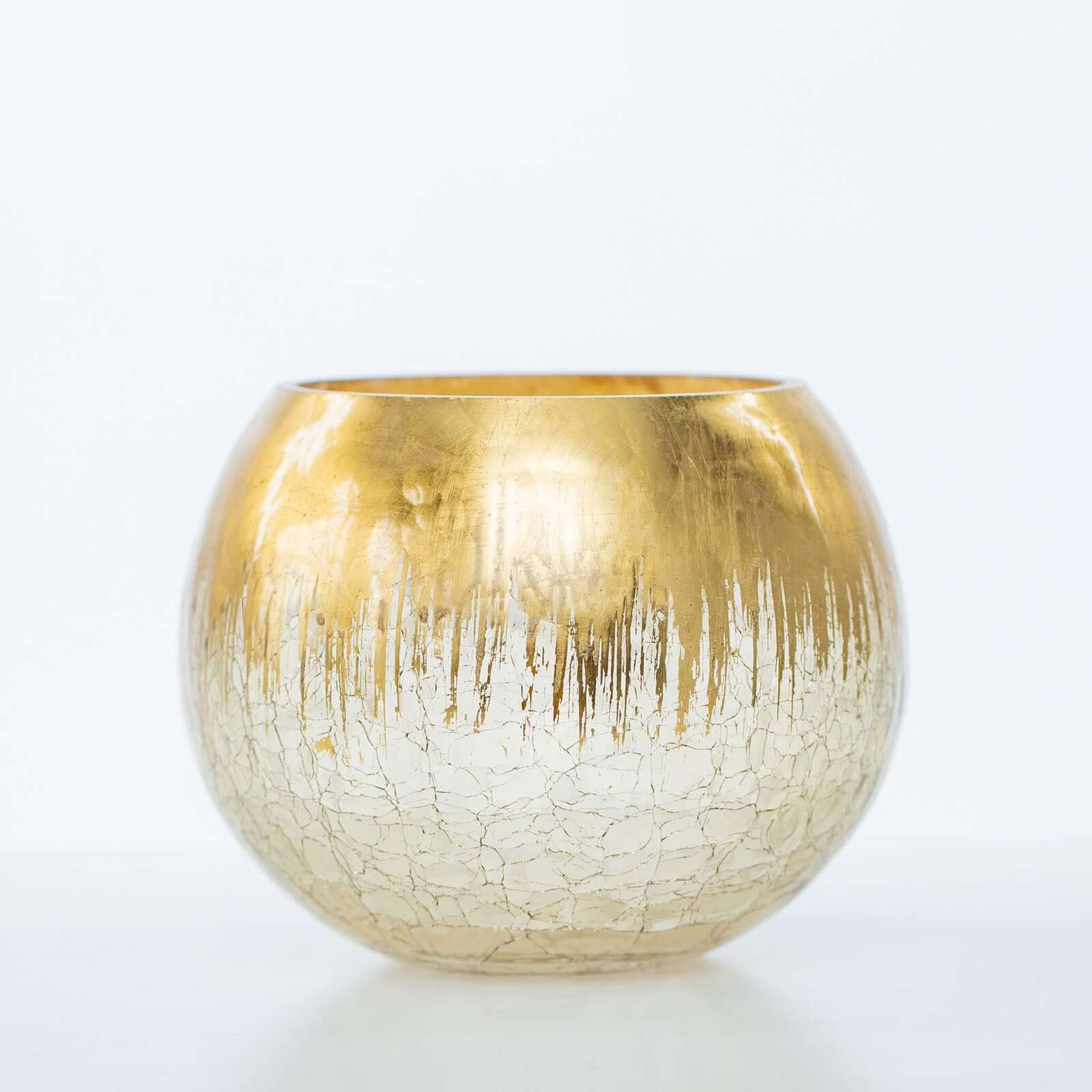 Glass Flower Vase Gold Foiled Crackle Bubble - Stylish Centerpiece for Events 4.5"