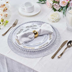 6-Pack Dining Table Mats Spiked Design Silver - Vinyl Non-Slip Surface with Modern Appeal 15"