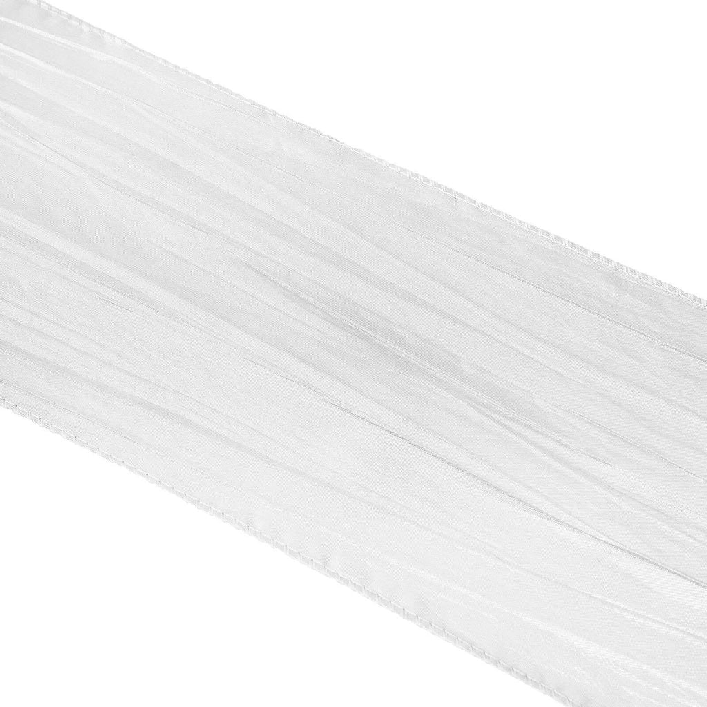 5 Pack Taffeta 6"x106" Chair Sashes White Accordion Crinkle Texture - Stylish Decor for Weddings & Gatherings
