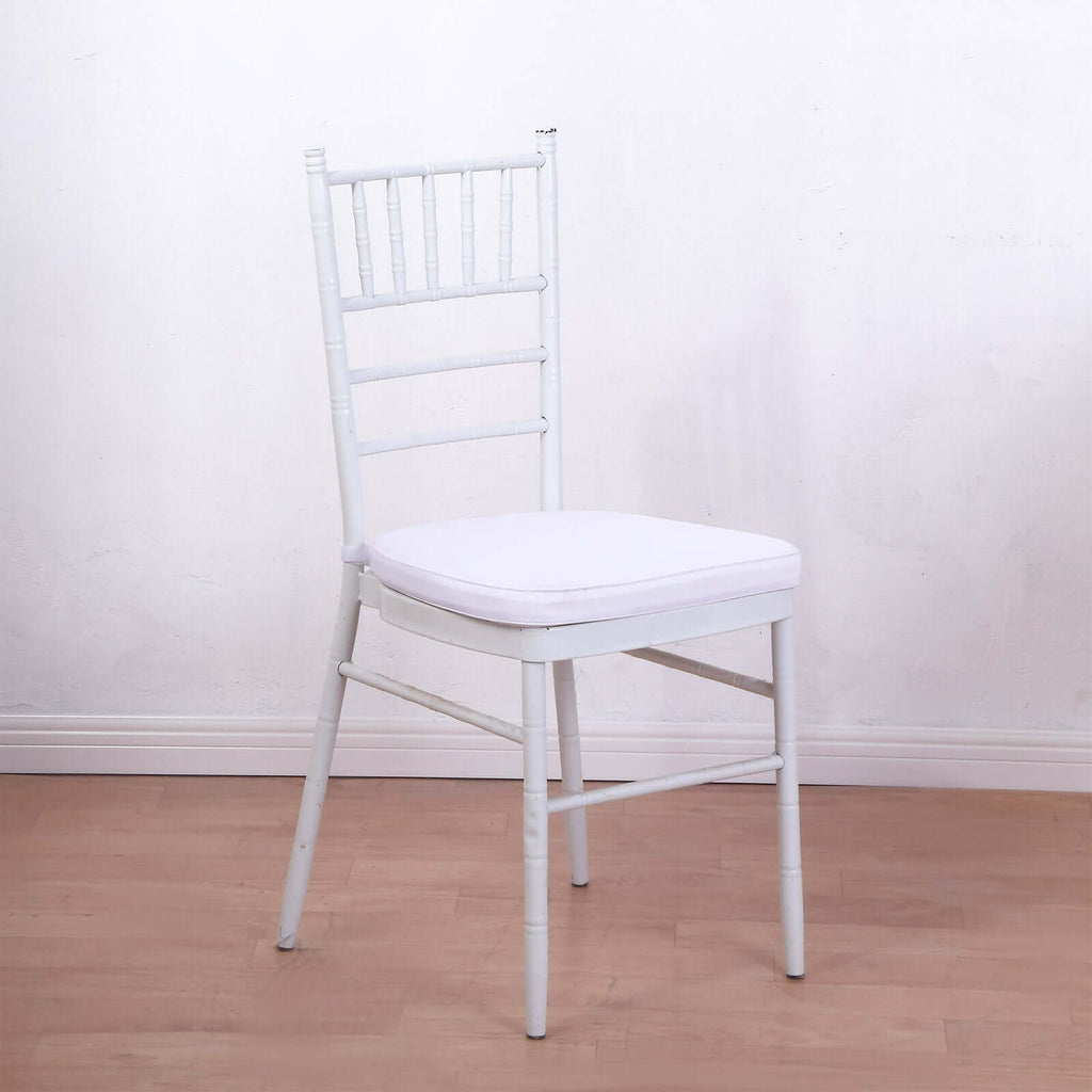 Chiavari Chair Cushion with 1.5" Thick Memory Foam and Ties White - Stylish Removable Cover for Comfort