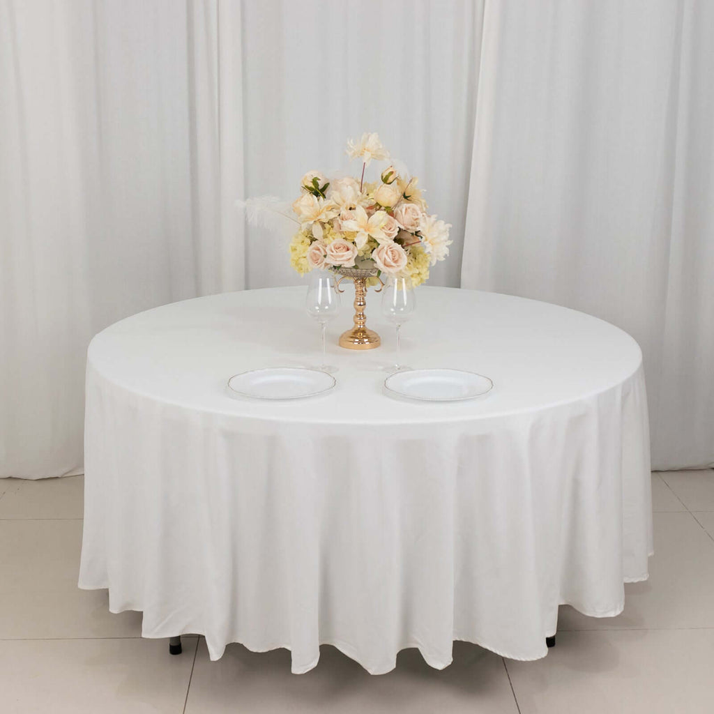 100% Cotton 108" Round Tablecloth White Linen - Sophisticated, Soft & Breathable Table Cover