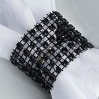 10 Pack Rhinestone Napkin Rings with Velcro Brooch Buckle Black - Stylish Design for Chair Sashes