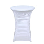Heavy Duty Spandex 30" Fitted Round Cocktail Table Cover White Ruched Pleated - Durable Stretch Design