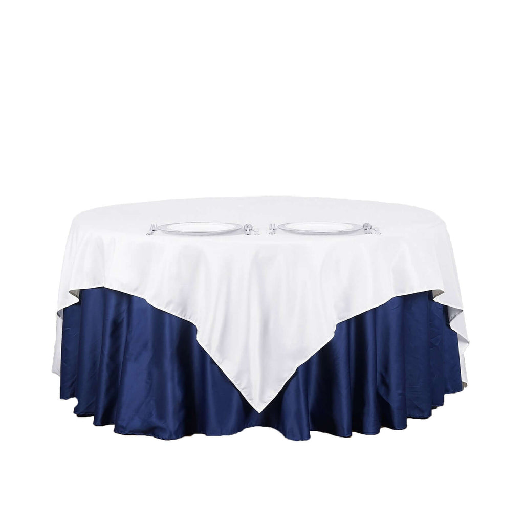 Polyester 90"x90" Table Overlay Square Tablecloth White - Wrinkle-Resistant & Durable Table Cover for Events