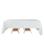 Faux Linen 60"x126" Rectangular Tablecloth White - Slubby Textured & Wrinkle Resistant for Weddings and Special Events