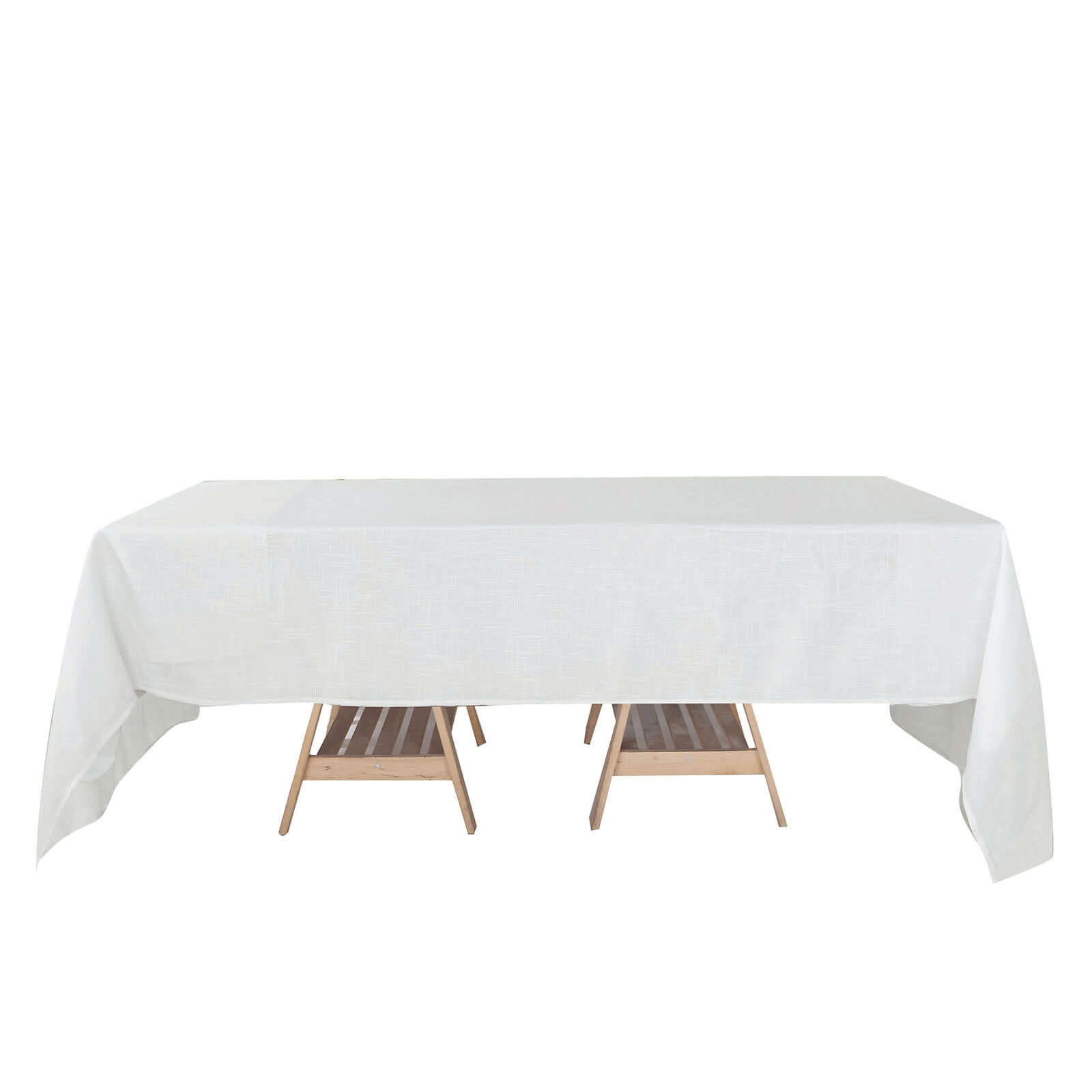 Faux Linen 60"x126" Rectangular Tablecloth White - Slubby Textured & Wrinkle Resistant for Weddings and Special Events