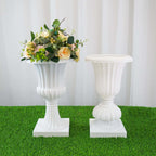 2 Pack 20" White Urn Planter, Floral Pedestal Flower Pot Plant Stand - PVC