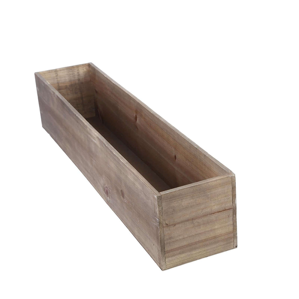 Natural Wood Planter Rectangular Box 30"x6"- Durable Decor with Removable Plastic Liner for Tables