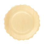 12-Pack Birchwood 9" Round Dinner Plates in Natural with Scalloped Rim - Eco Friendly Wooden Disposable Plates for Farmhouse-Style Events, Parties & Gatherings