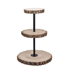 3-Tier Wooden Cheese Board Stand Tower Design Natural Wood Slice - Rustic Cupcake Centerpiece with Assembly Tools 19"