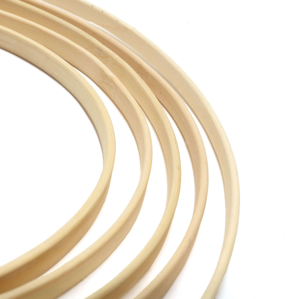 Set of 5 Natural Wooden Rings for Crafts, Floral Hoop Wreath