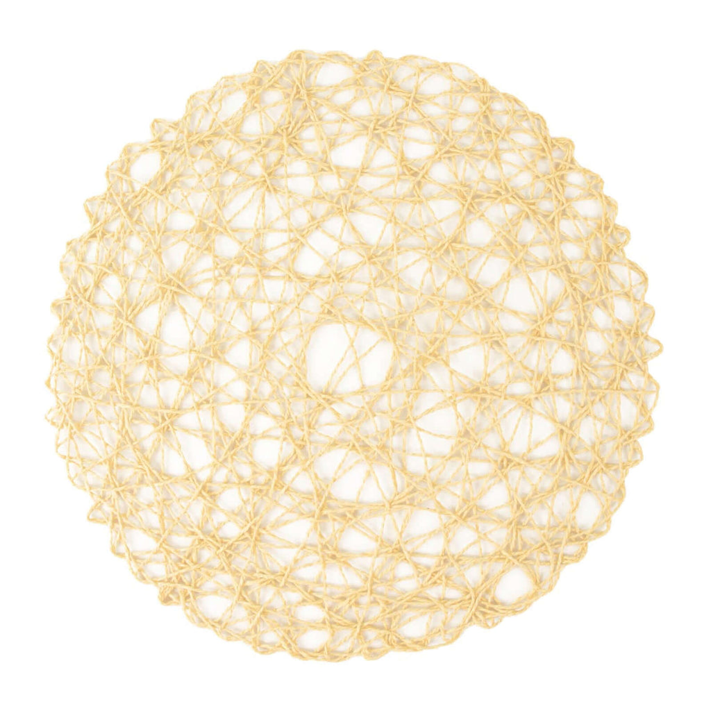 6-Pack Table Placemats Woven Fiber Design Beige Round - Disposable Mats for Dining and Events 15"