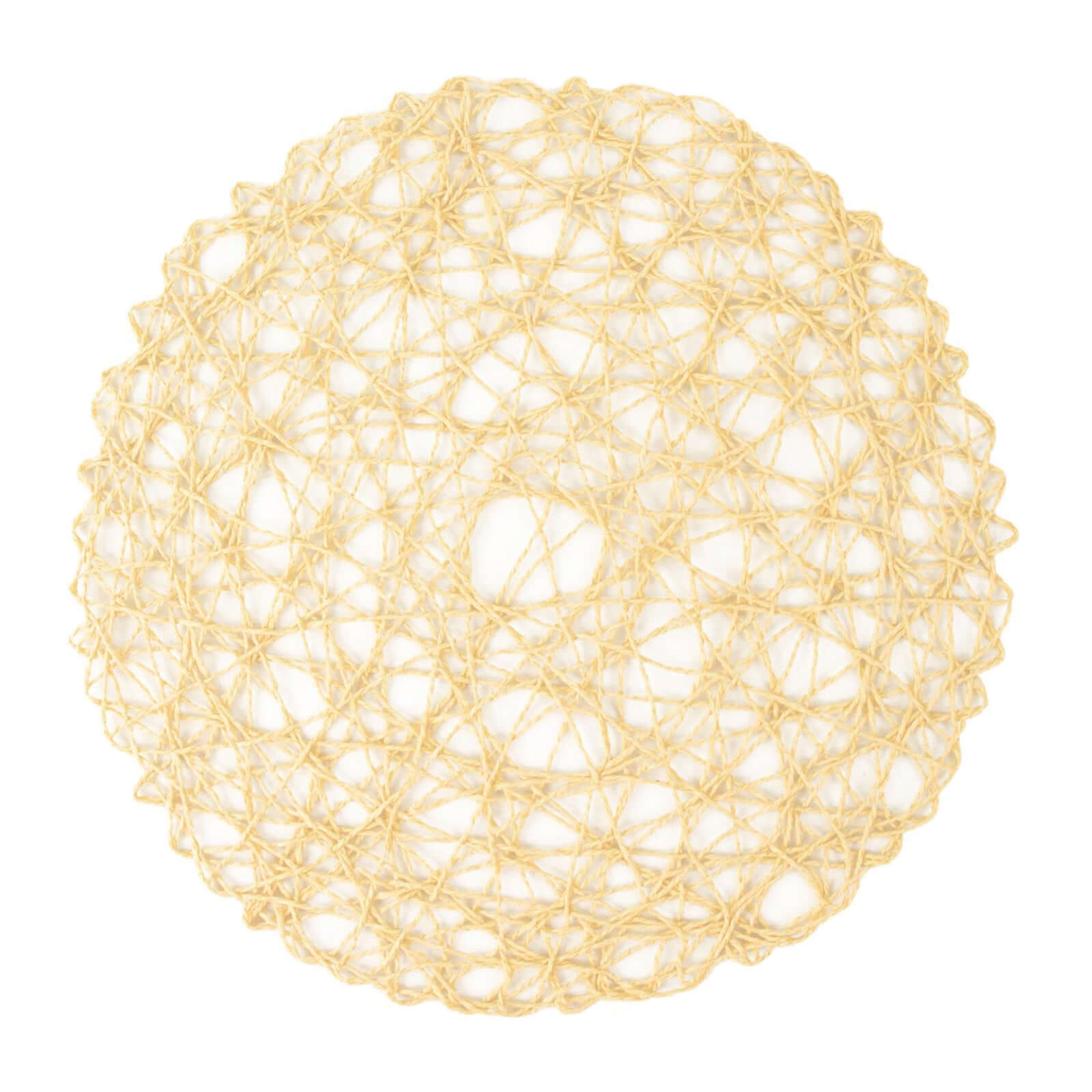 6-Pack Table Placemats Woven Fiber Design Beige Round - Disposable Mats for Dining and Events 15"