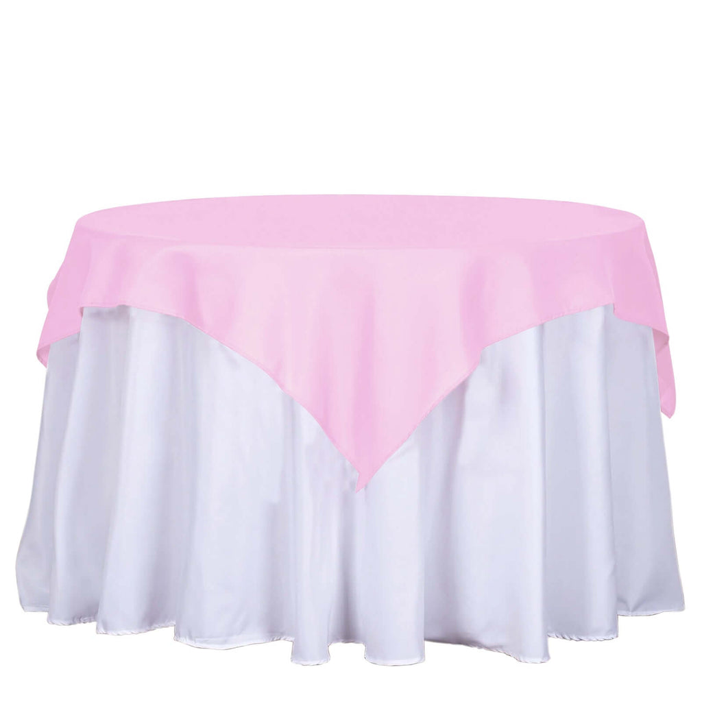 Polyester 54"x54" Table Overlay Square Tablecloth Pink - Wrinkle-Resistant & Durable Table Cover