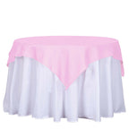 Polyester 54"x54" Table Overlay Square Tablecloth Pink - Wrinkle-Resistant & Durable Table Cover