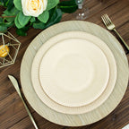 50-Pack Bagasse 8" Round Dessert Plates in Natural with Ribbed Rim