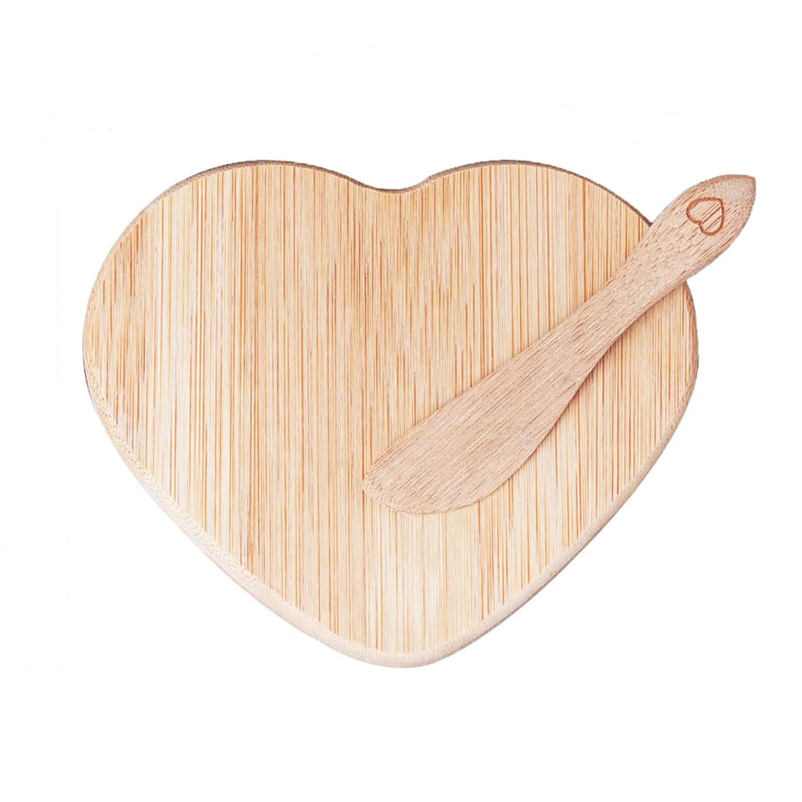 Heart Shaped Bamboo Brie Cheese Board and Knife Set Party Favor with Clear Gift Box, Ribbon & Thank You Tag
