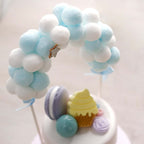 Cotton Ball Arch Cake Topper Blue/White - Charming Mini Cake Decoration Supplies for Nautical Sky & Baby-Themed Events 6"x11"