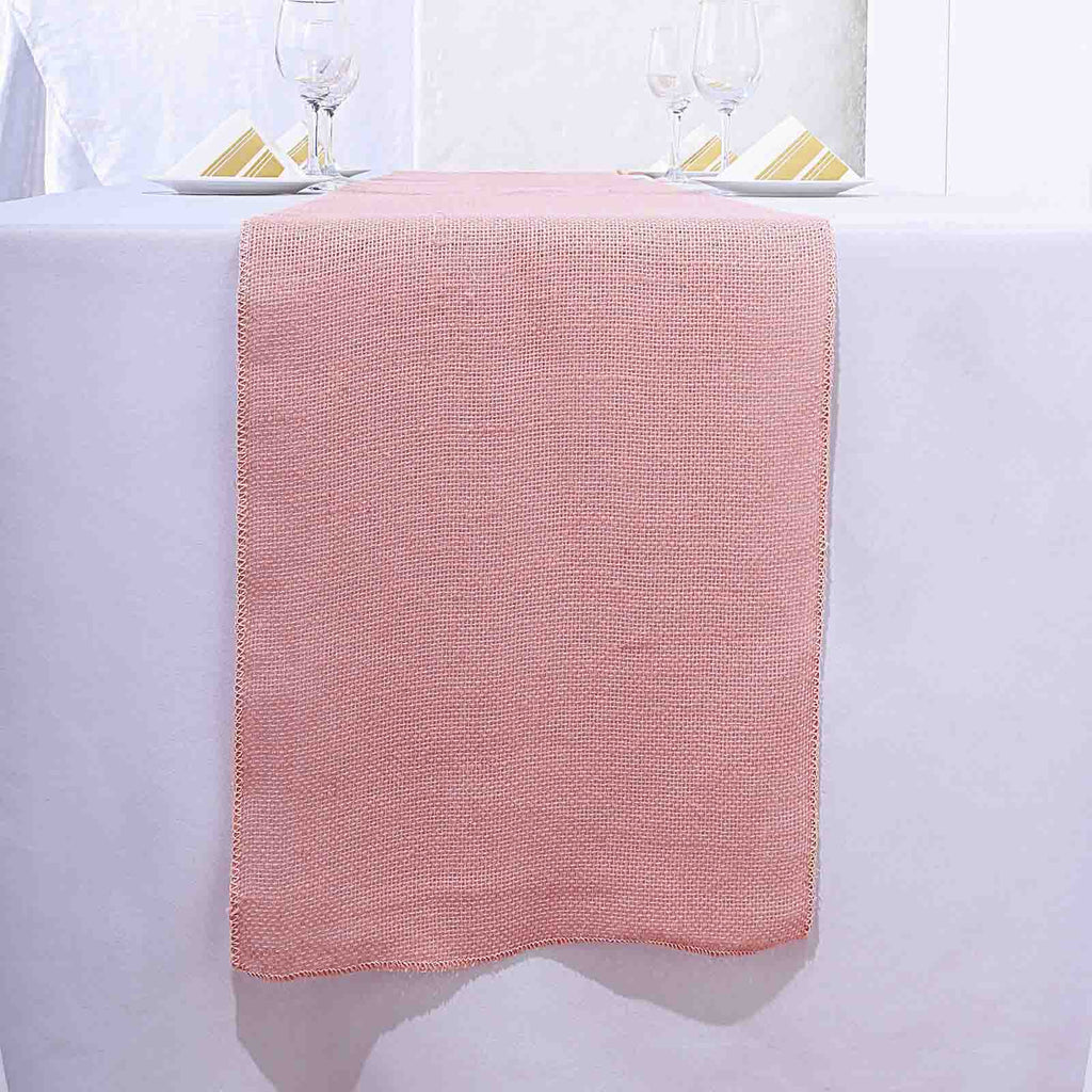 Burlap Jute 14"x108" Table Runner Dusty Rose - Rustic Boho Chic Tabletop Decor
