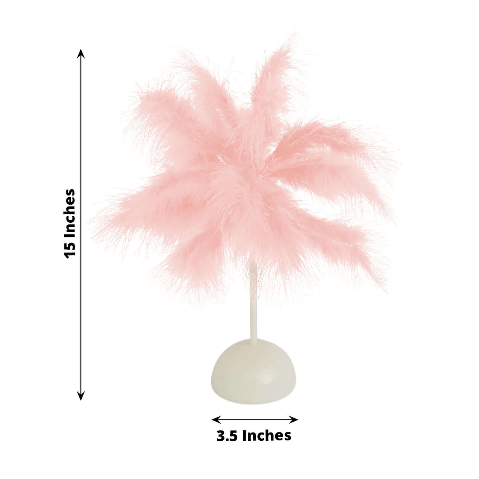 Table Lamp Feather Design Blush LED Battery Operated - Cordless Wedding Centerpiece 15" - Bell Racket Store