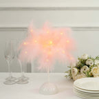 Table Lamp Feather Design Blush LED Battery Operated - Cordless Wedding Centerpiece 15" - Bell Racket Store