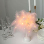 Table Lamp Feather Design Blush LED Battery Operated - Cordless Wedding Centerpiece 15" - Bell Racket Store